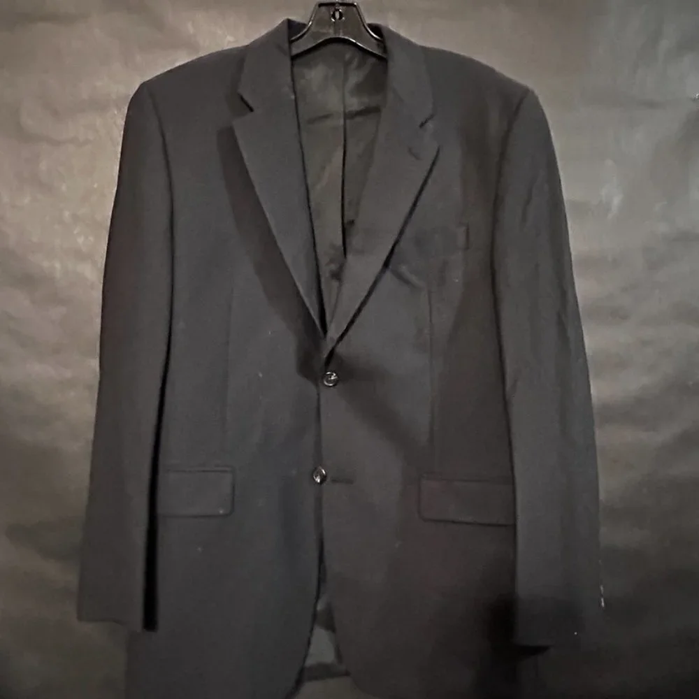 RalpH Lauren Black Blazer Sport Coat Jacket 44R  Wool Sports Size 44